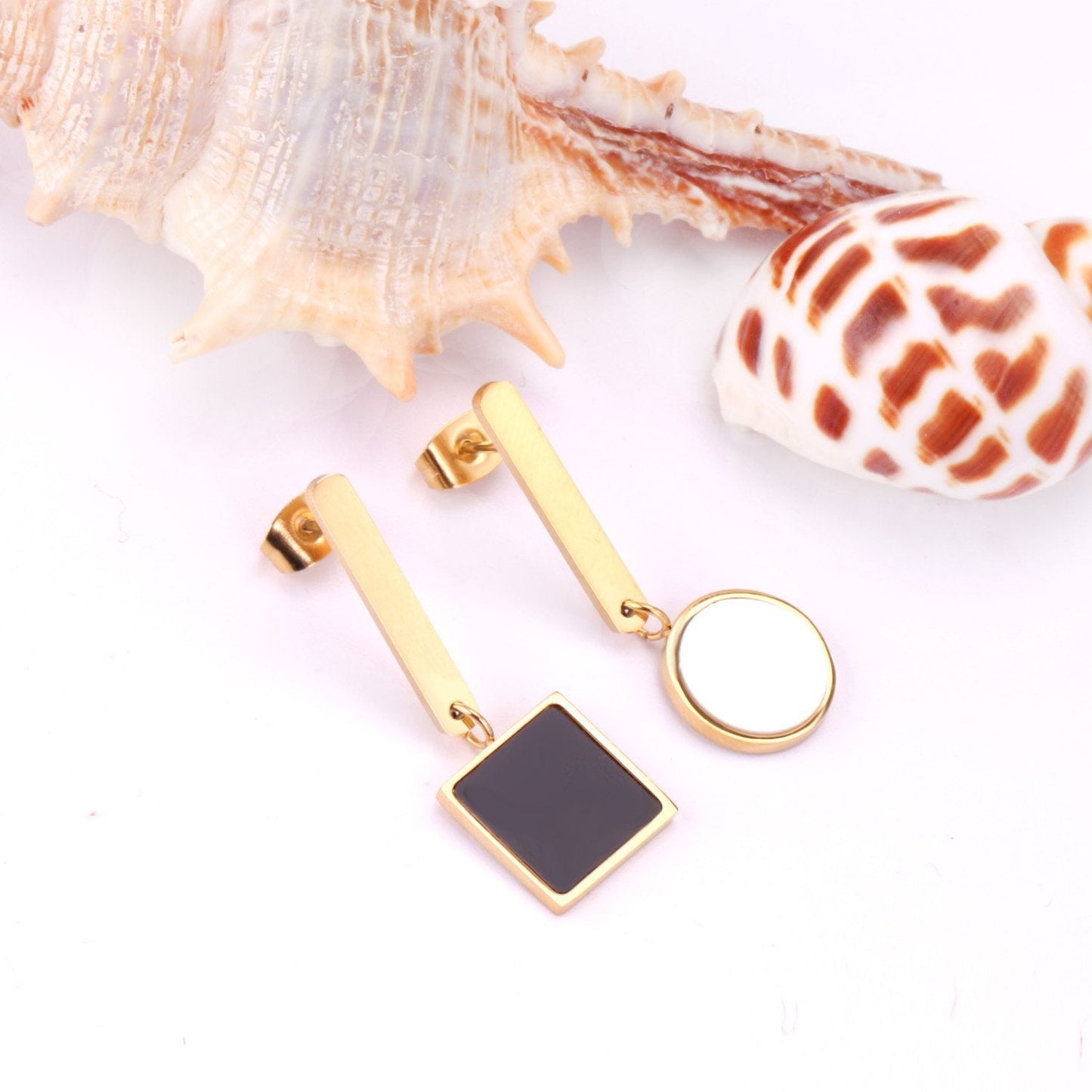 ASON Jewelry Statement Drop Earrings Dangle Wedding Shell Long Earrings for Women Stainless Steel Female Earring set asonjewelry