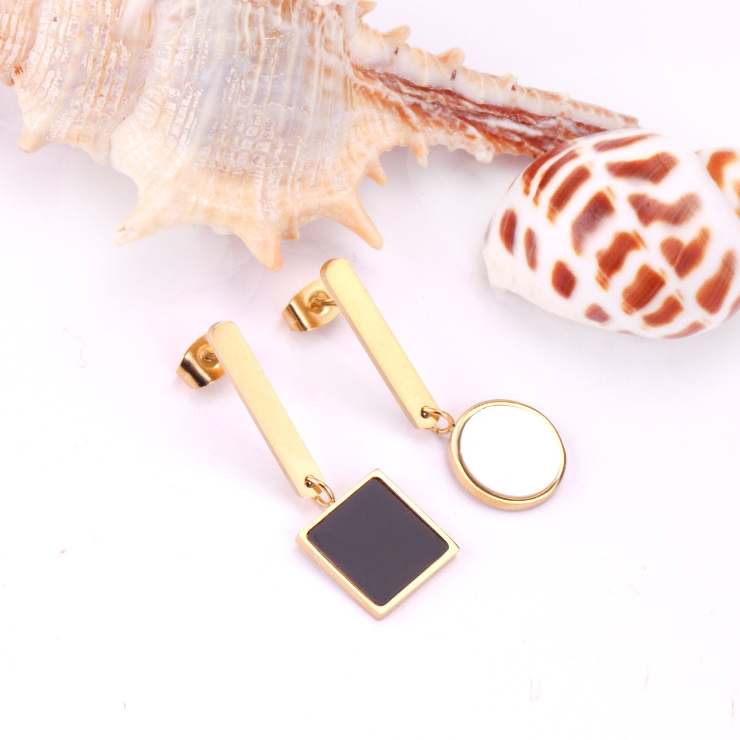 ASON Jewelry Statement Drop Earrings Dangle Wedding Shell Long Earrings for Women Stainless Steel Female Earring set asonjewelry