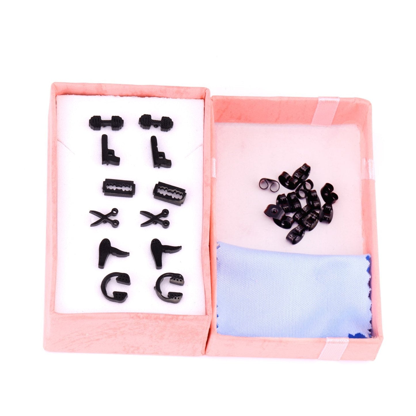 ASON 6Pairs/Box Titanium Earrings Hiphop Jewelry Stainless Steel Mixed Shape Black Color Piercing Stud Earrings Men Women asonjewelry