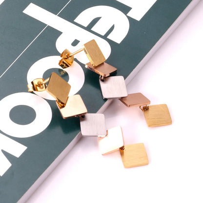 korean style Drop Square Round Earing Stainless Steel 2020 Dangle Earrings Set For Women Fashion Jewelry Party Gift asonjewelry
