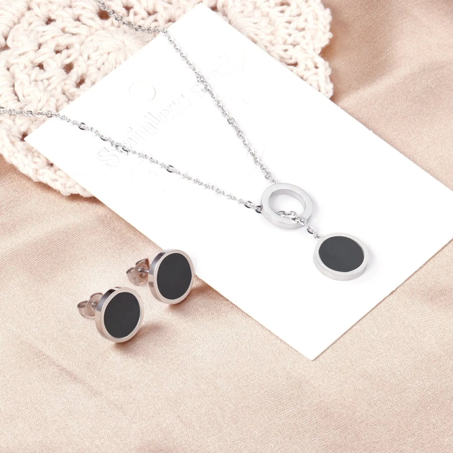 New Arrival Stainless Steel Gold/Silver Color Necklaces Earrings Sets Necklace For Women Party Jewellry Accessories asonjewelry