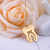 Hiphop Tooth Pendant Necklace Stainless Steel Link Chain Choker Necklace Statement Jewelry Collares Goth 2021 New