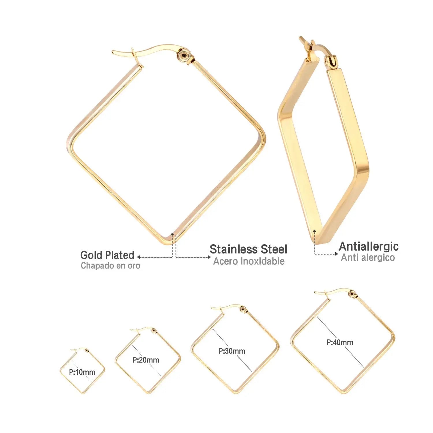 Big Suqare Hoop Earrings For Women Stainless Steel Geometirc Statement Earrings Punk Jewelry Party Birthday Gifts asonjewelry