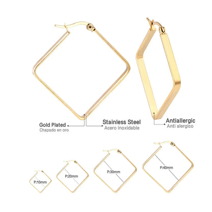 Big Suqare Hoop Earrings For Women Stainless Steel Geometirc Statement Earrings Punk Jewelry Party Birthday Gifts asonjewelry