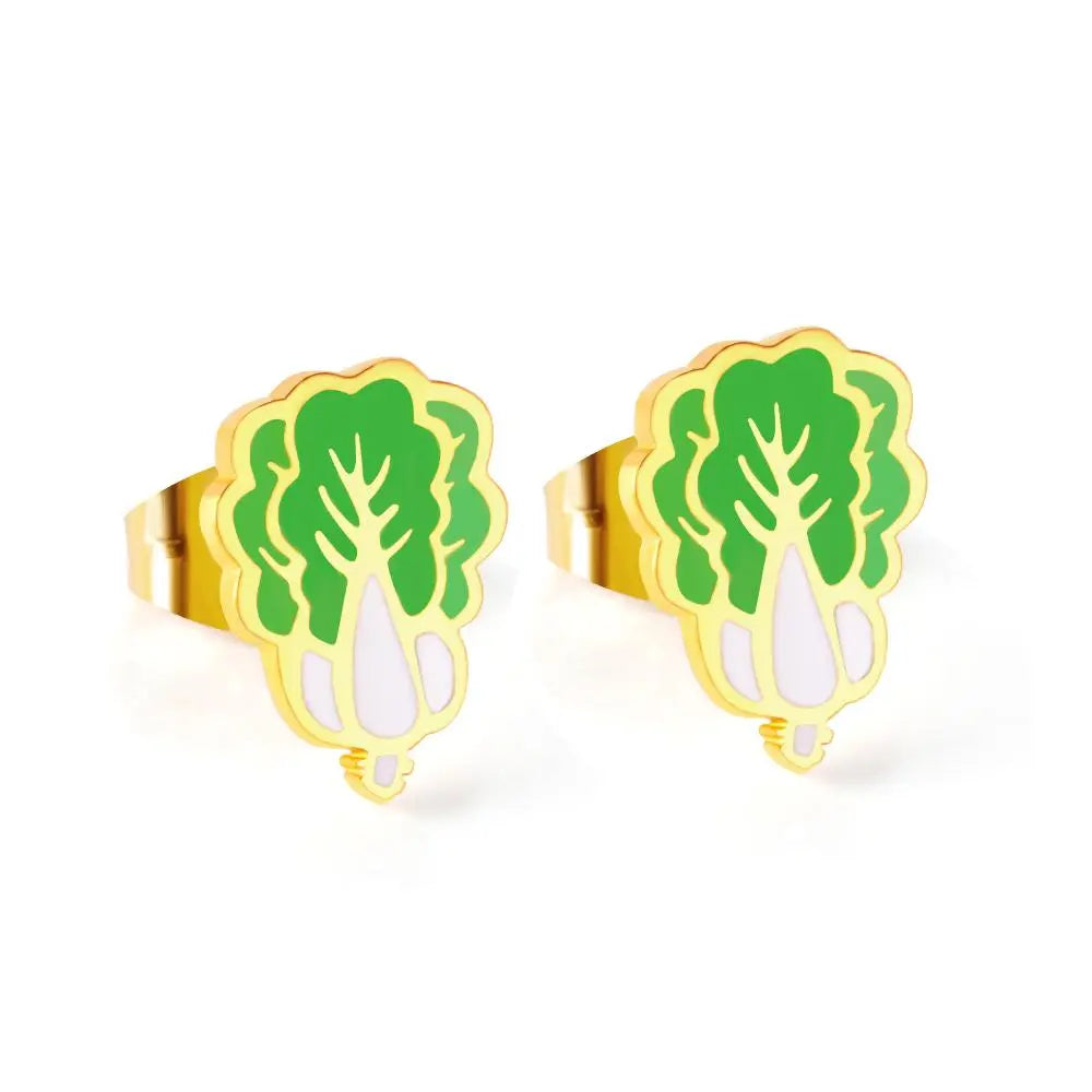 Vegetables Fruit Stud Christmas Earrings Set For Children Cute Stainless Steel Girls Earing Trendy Jewelry 2021 New asonjewelry