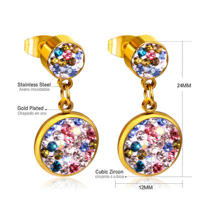 ASON Round Cubic Zircnia Drop Earrings Stainless Steel 2022 New Punk Earrngs for Girl/Women Daily Wear asonjewelry