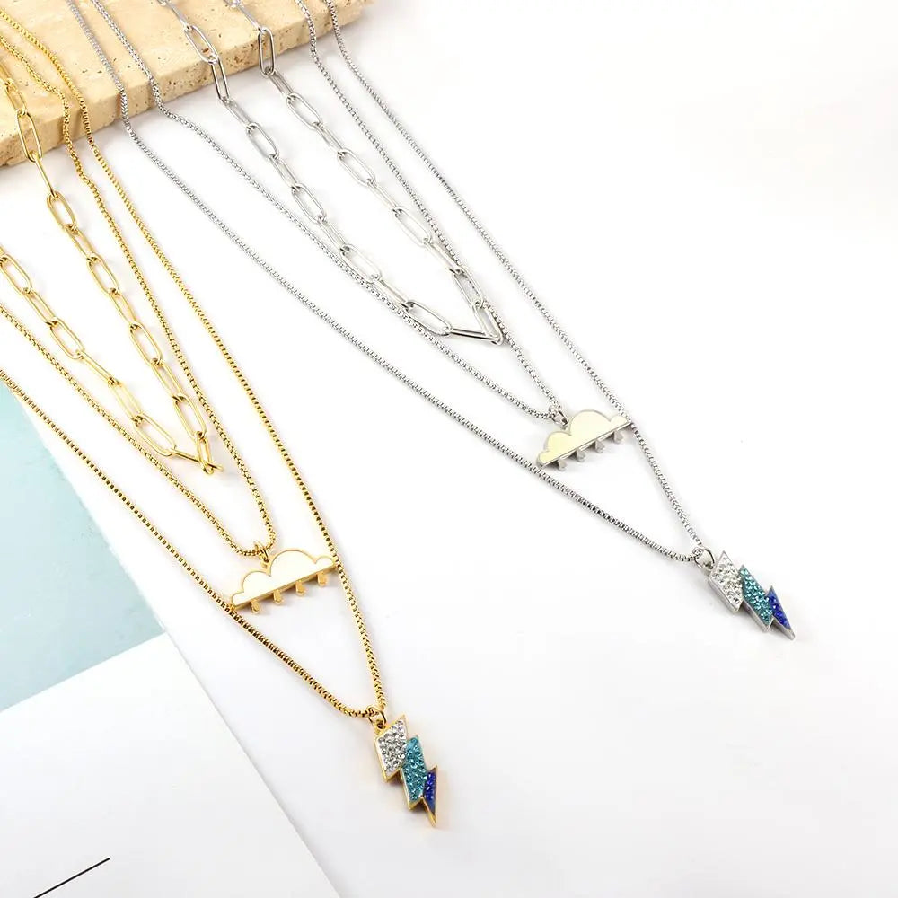 Double Layered Decor Necklaces Heart Broken Woman Choker Rainbow Multilayer Lightning Brand Design Products On Neck asonjewelry