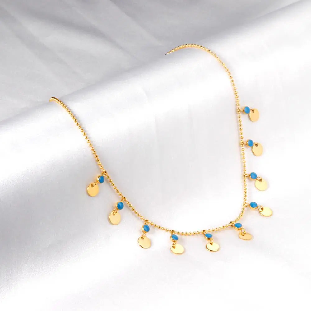 Aesthetic Bohemia Chains Collier For Women Summer Fresh Red Blue Bead Chains Colorful Necklace For Party Jewelry asonjewelry