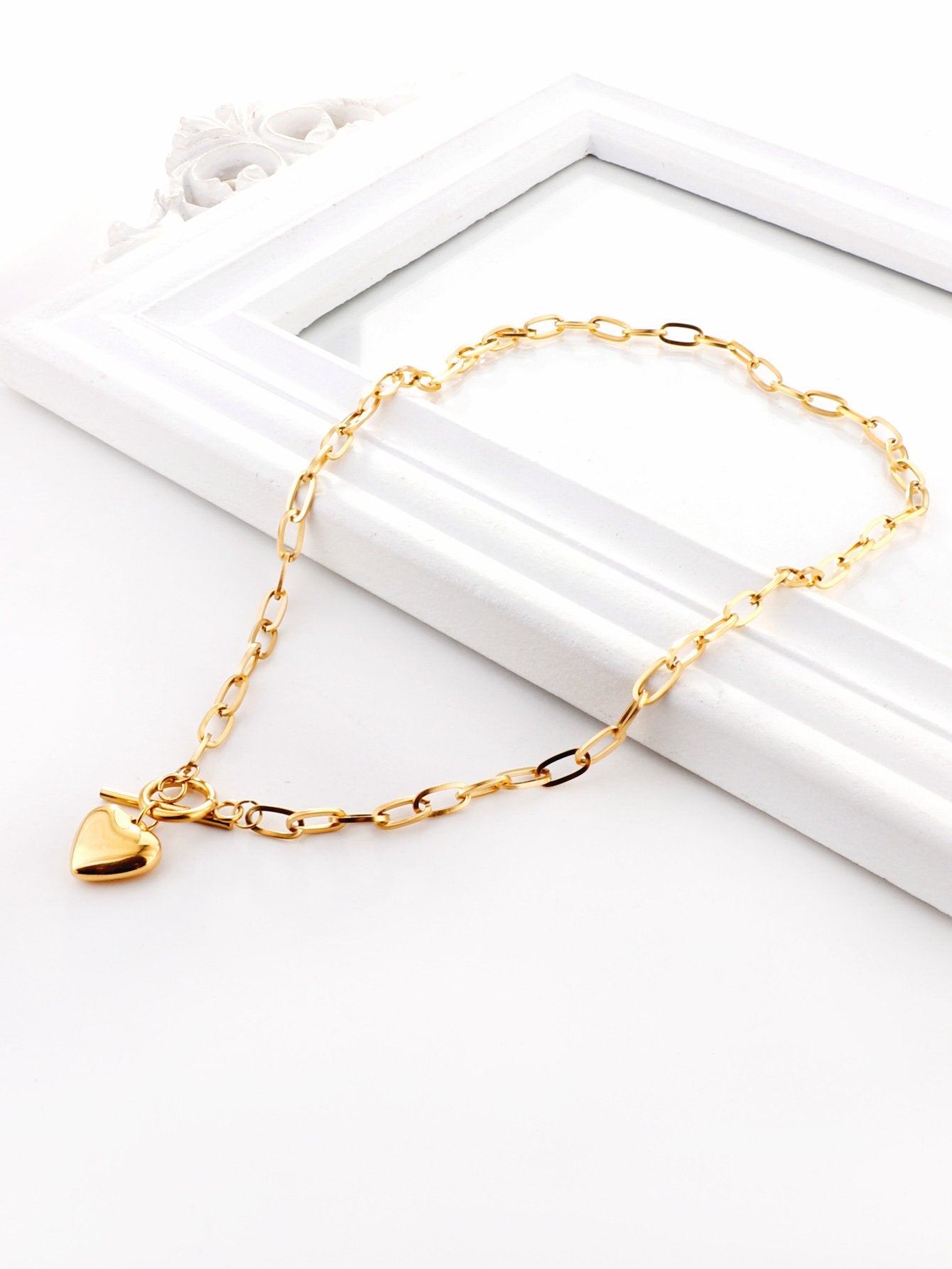 Heart Pendant 316L Stainless Steel Link Chain Necklace For Women Choker Collar Accessories Christmas Party Gift asonjewelry