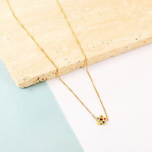 Simple Bohemian Colorful Crystal Flower Necklace for Women Girls Chic Boho Clavicle Cuban Link Chain Collier Femme