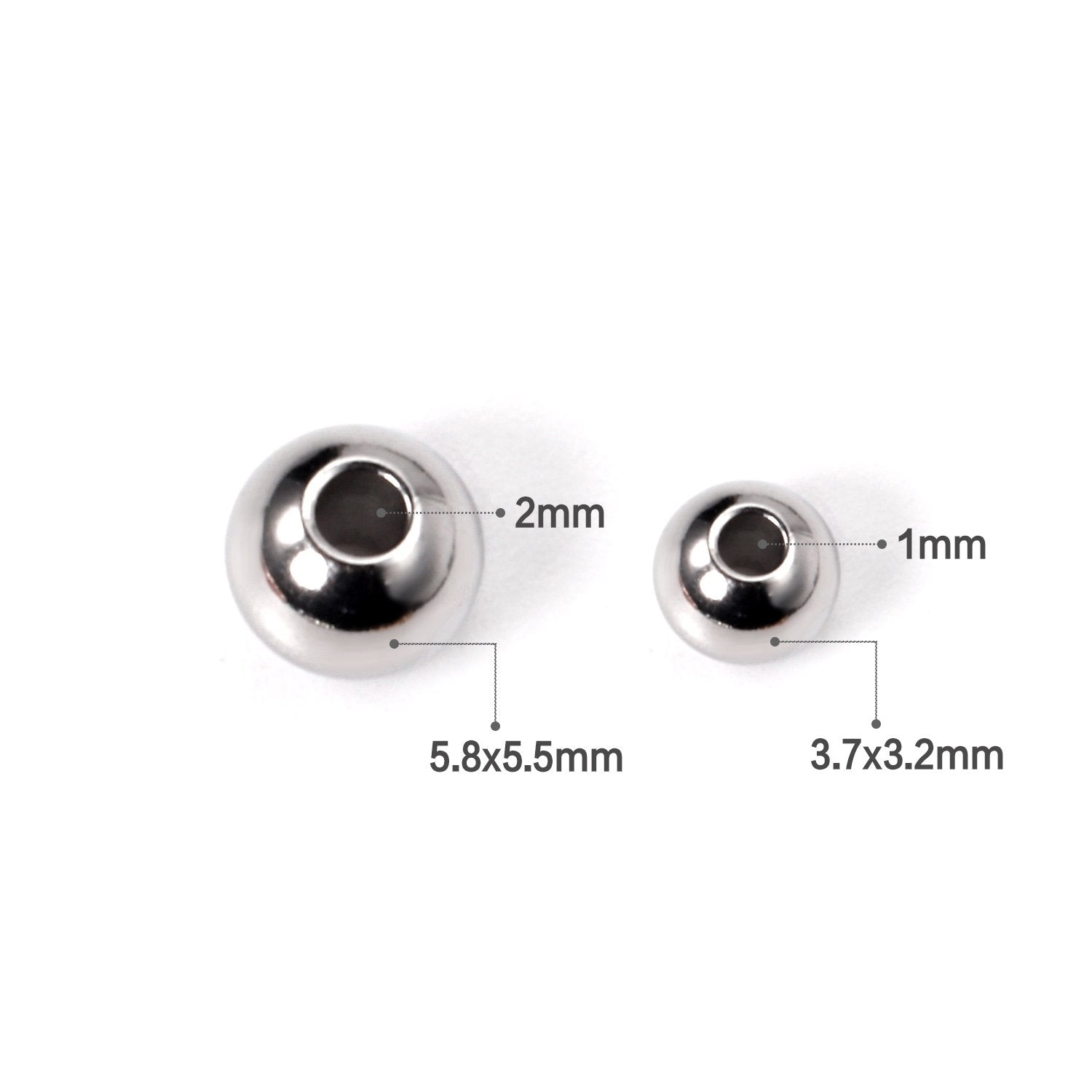 ASON 100Pcs/Lot 316L Stainless Steel Spacer Beads Loose Ball Silver Gold Rose Gold Color DIY Necklace Bracelet Jewelry Making asonjewelry