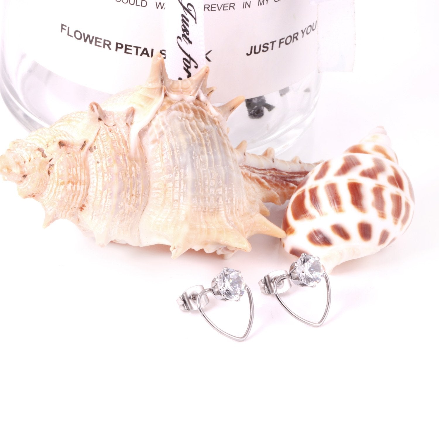 ASON Heart Round Cubic Zirconia Piercing  Stud Earrings Valentine's Gift Stainless Steel Gold Color Earring Classic Jewelry asonjewelry