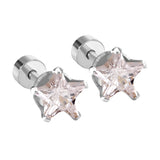 ASON Punk pequeña estrella tornillo Piercing pendientes Cubic Zirconia Acero inoxidable Color oro joyería de moda para mujer regalo 
