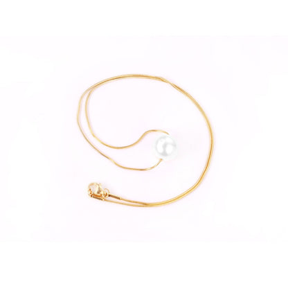 ASON Gold Color Imitation Pearl Pendant Necklace Stainless Steel Snake Chains Necklaces Simple Accessories Women/Girl Party asonjewelry