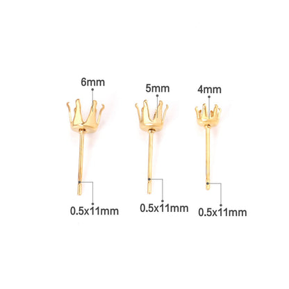 ASON 100pcs/Lot Stainless Steel Round Blank Earring Setting Fit Crystal Cabochons Earring Base for Jewelry Making Accessories asonjewelry