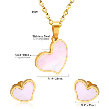 Heart Jewelry Set Stainless Steel Necklaces Sets For Woman Heart Choker Necklace Earrings Jewelry Sets bijoux femme asonjewelry