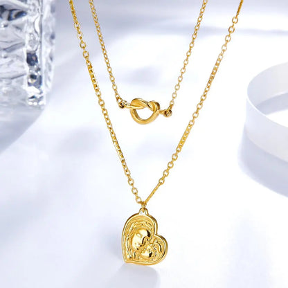 Stainless Steel Necklace For Women Romantic Style Gold Color Heart Pendant Necklace Wedding Layer Jewelry Party Gift asonjewelry