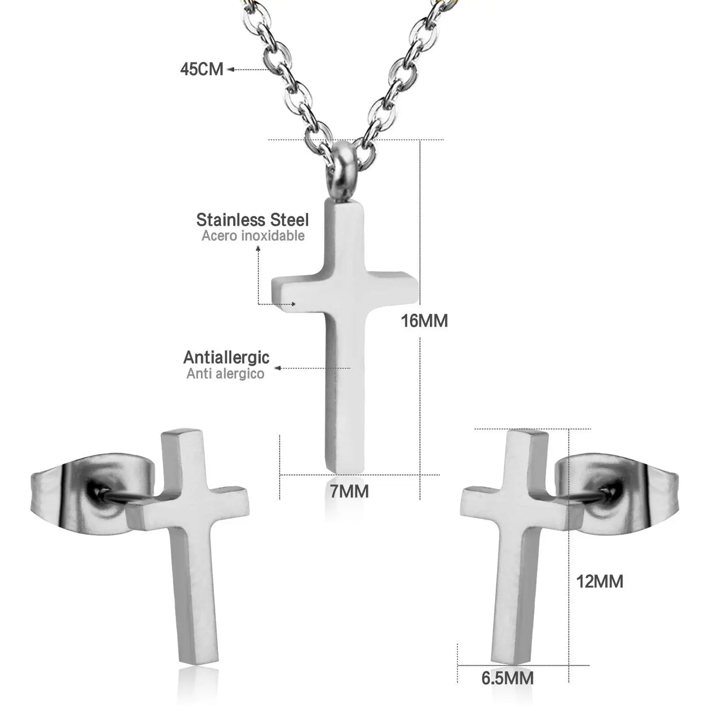 Hot Sale Jewelry Cross Pendant Necklace Earring Sets For Men/Boss Gift Made By Stainless Steel asonjewelry