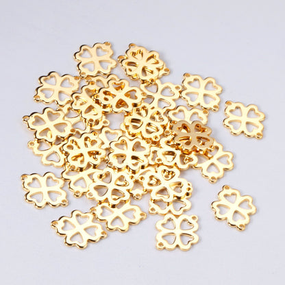 ASON 100pcs/Lot  Stainless Steel Charms Gold Silver Color Flower Shape Pendants For Necklaces DIY Jewelry Wholesale Accessories asonjewelry