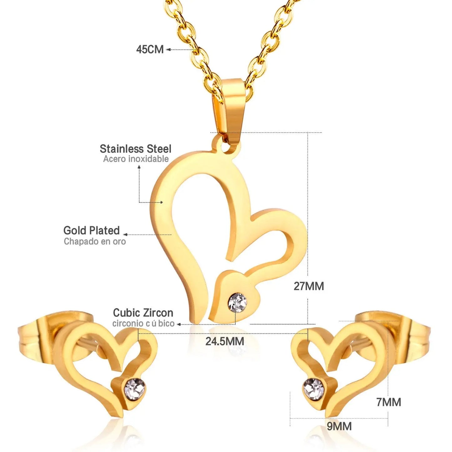 Bridal Dubai Necklace Earring Jewellery Sets Heart Crytal Gold Color Wedding Indian Jewelry sets For Women Girls asonjewelry
