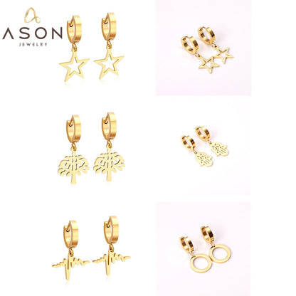ASON Korean Statement Drop Dangle Geometric Earrings 2022 for Women Stainless Steel Hanging Earring Set for Female Jewelry asonjewelry