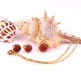 Round Shape Crimson Noble Style Necklaces Earrings Jewelry Sets For Female Valentine Present conjuntos de joya