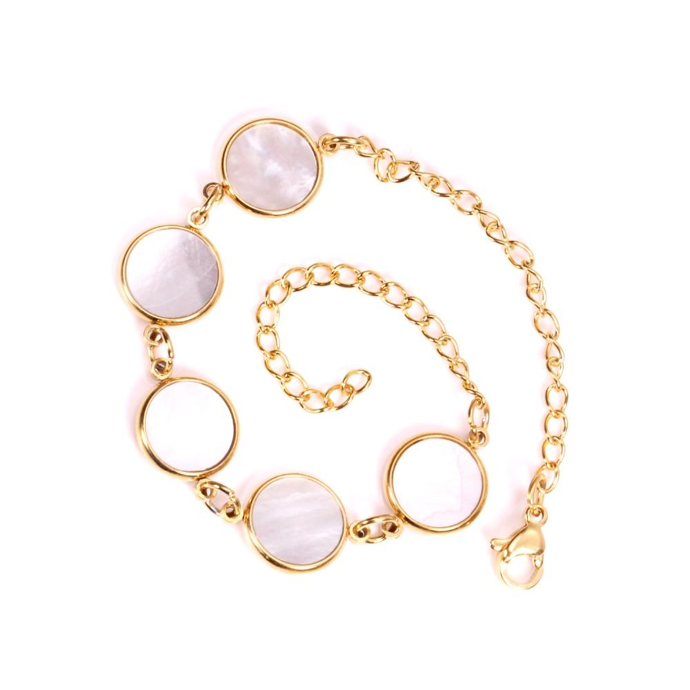 ASON  Fashion Bracelet Hot Round Shell Stainless Steel Link Chain Luxury Brand Accessories asonjewelry