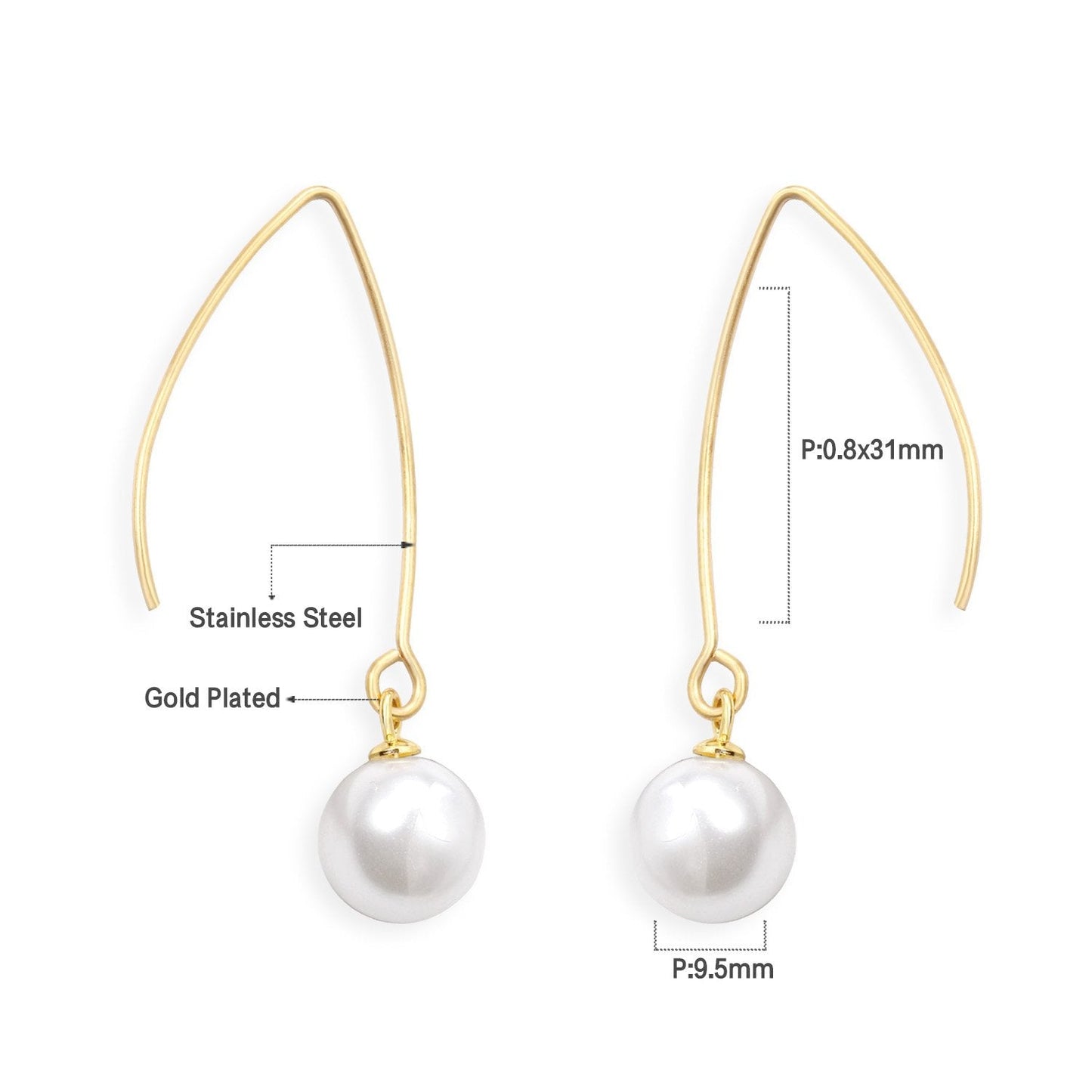 ASON Stylish White Imitation Pearl Drop Earring 316L Stainless Steel Dangle Earring for Women Daily Wear Party Gift Jewelry asonjewelry