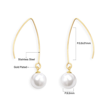 ASON Stylish White Imitation Pearl Drop Earring 316L Stainless Steel Dangle Earring for Women Daily Wear Party Gift Jewelry asonjewelry