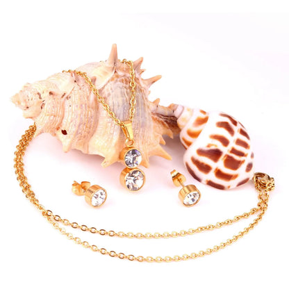 Cylinder Cubic Zirconia Pendant Nacklace Earrings Jewelry Sets For Women Brincos No Fade Collars Jerelry Party    asonjewelry