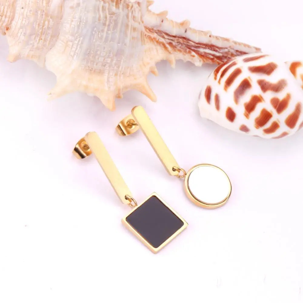 Geometry Earrings Fashion Jewelry Shell Drop Earring Stainless Steel Push Back Earring pendientes Accesorios Mujer asonjewelry