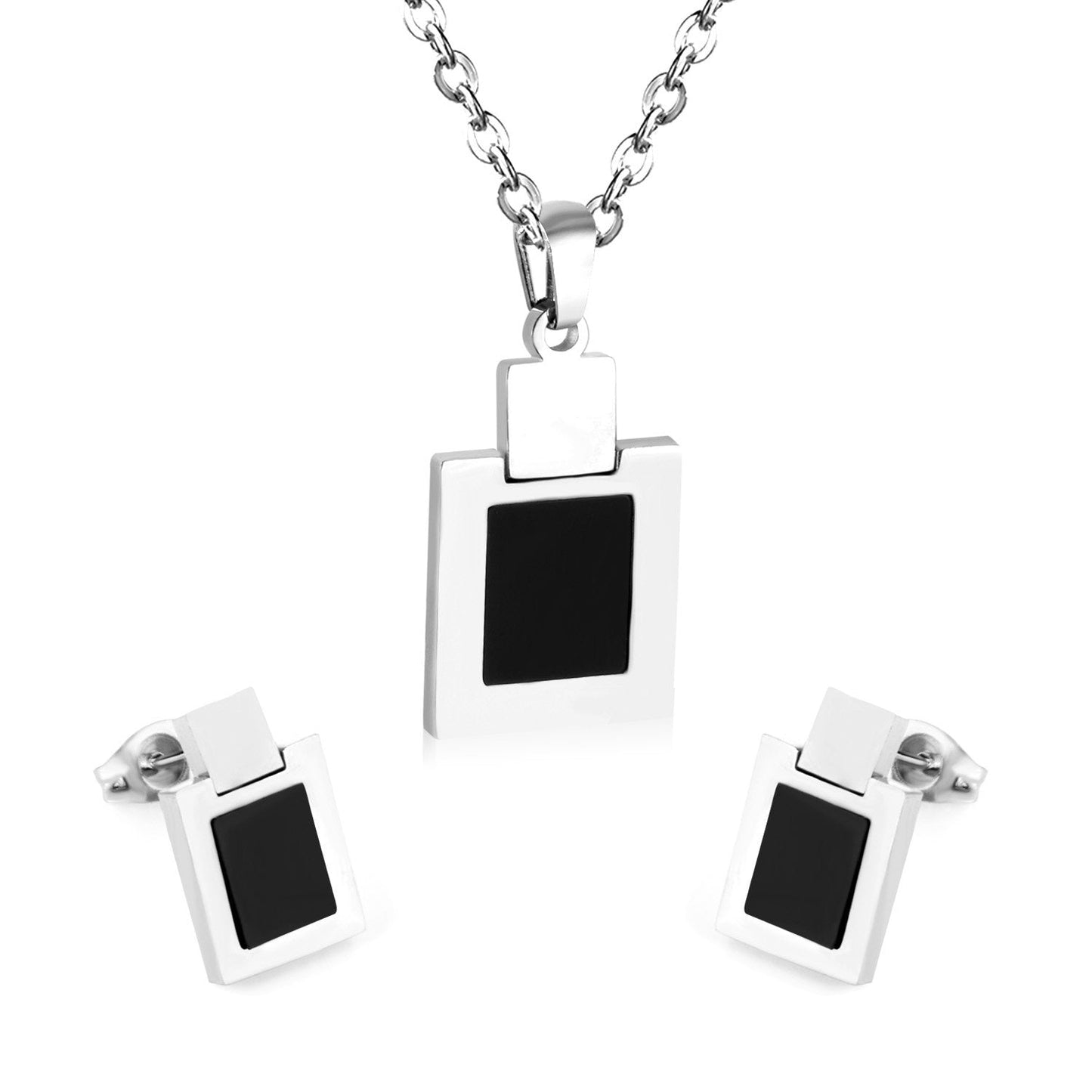 ASON Necklace Earring Sets Stainless Steel Black Shell Pendant Necklace Bijoux Children Jewelry For Girl Earrings Party asonjewelry