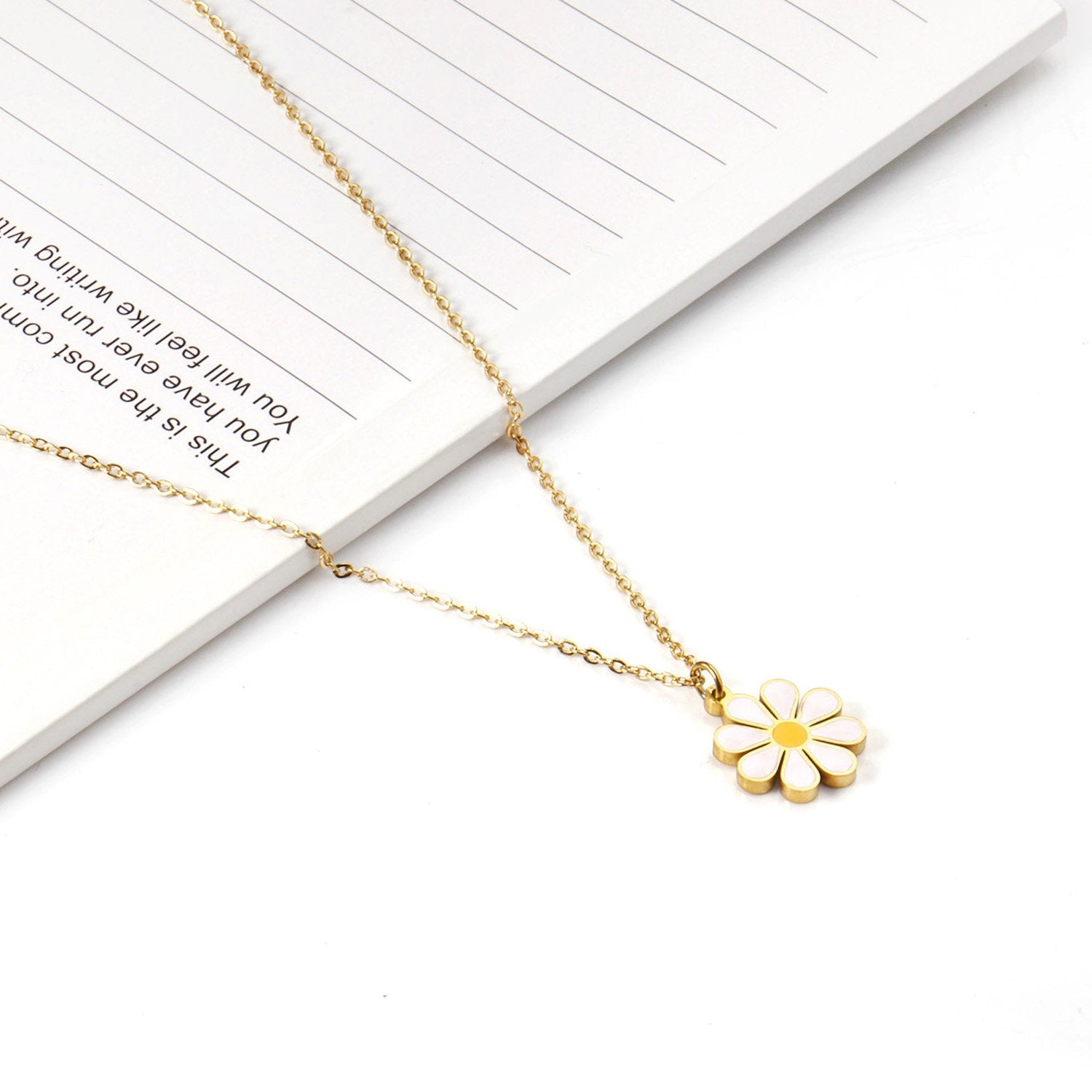 ASON Cute Flower Round Pendant Necklace Gold Color Stainless Steel Charm Choker Necklaces for Women Jewelry Accessories asonjewelry